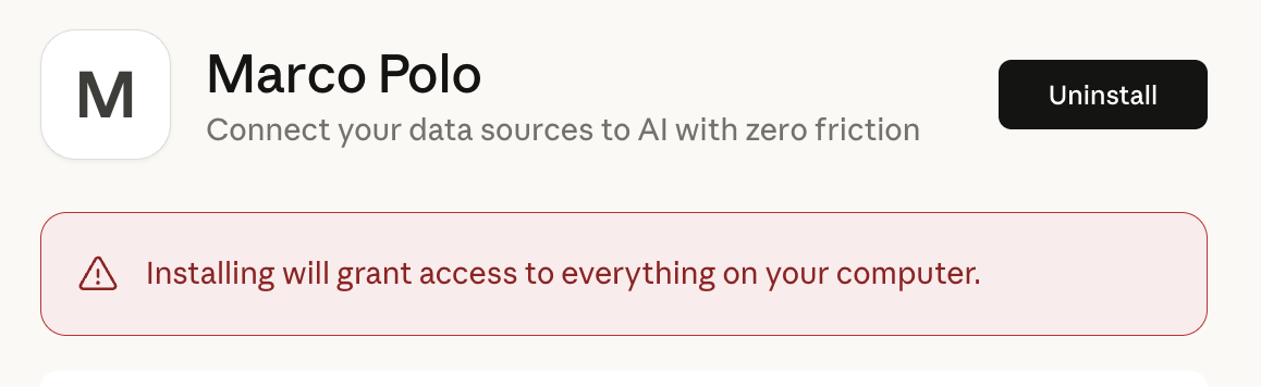 Claude Extension Installation Warning